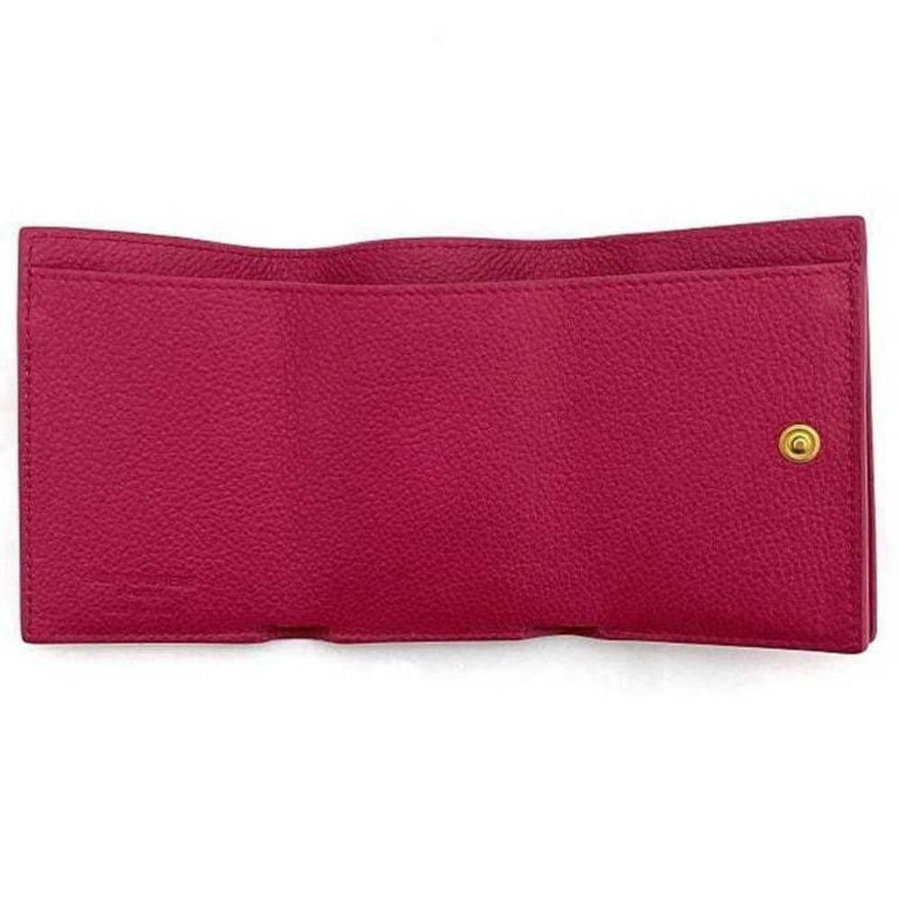 🦋YSL •Saint Laurent Trifold Compact Mini Wallet Pink Leather - Picture 8 of 13